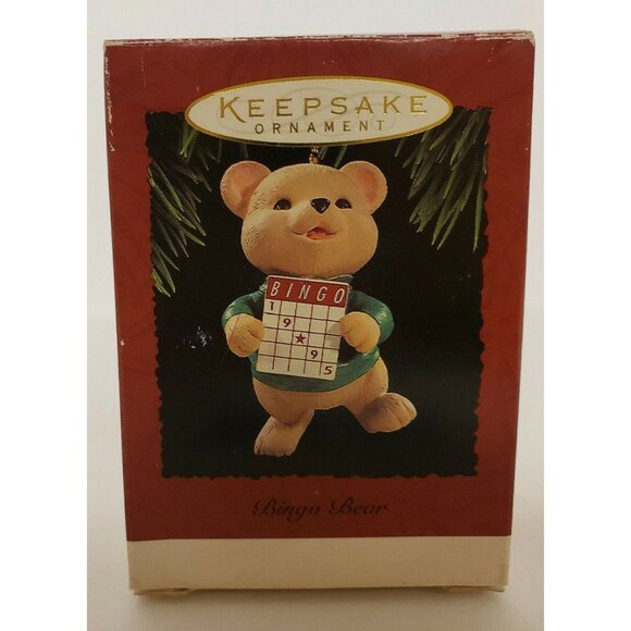 Christmas Ornament, Hallmark 1995 "Bingo Bear" handcrafted (OR102) - Picture 2 of 4